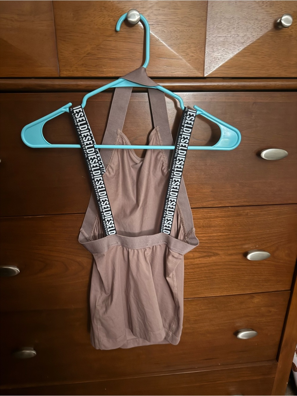 Diesel Mauve Halter Tank Top with Branded Straps - Picture 2 of 3
